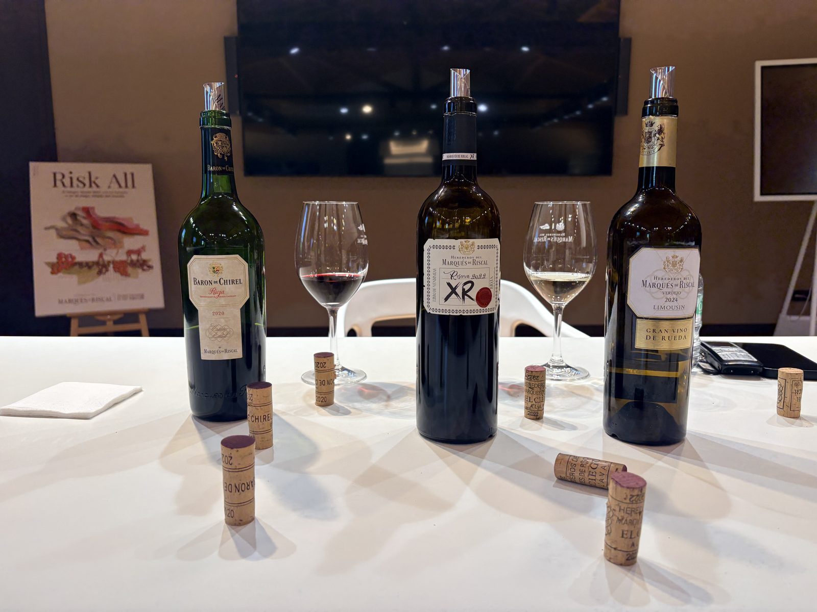 Marques de Riscal Rioja tasting with wine glasses